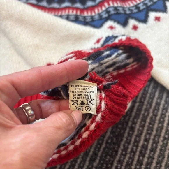 Vintage Eddie Bauer Medium Sweater Wool Fair Isle - Picture 13 of 13